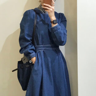 デニムロングワンピース