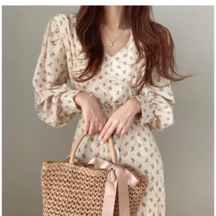 花柄シフォンワンピース