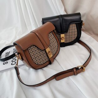 レトロチェックショルダーバッグ