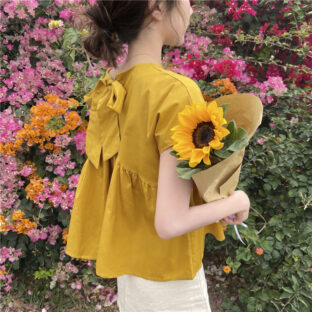 バックリボンブラウス