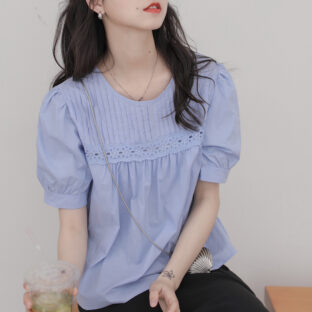 プリーツレースブラウス