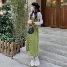 抹茶サスペンダーワンピース