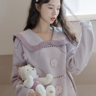 ふわふわおはなニット