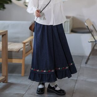ヴィンテージ刺繍デニムスカート